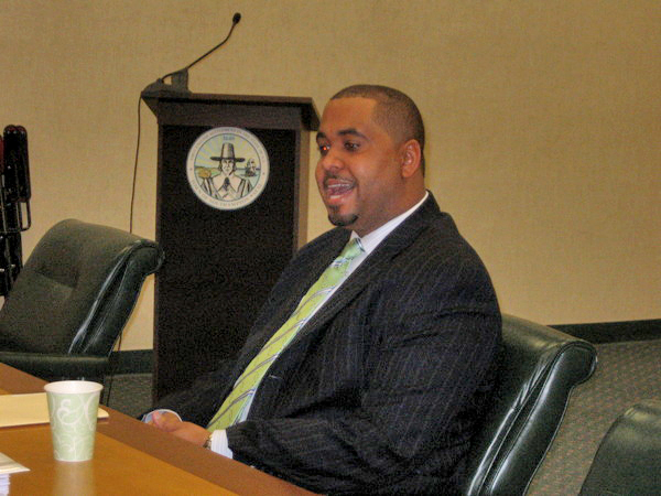 C. Omarr Evans sat before the town board for a second public interview for the comptroller's position. 