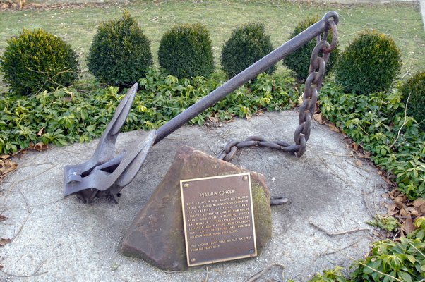 The existing monument to Pyrrhus Concer in Agawam Park.