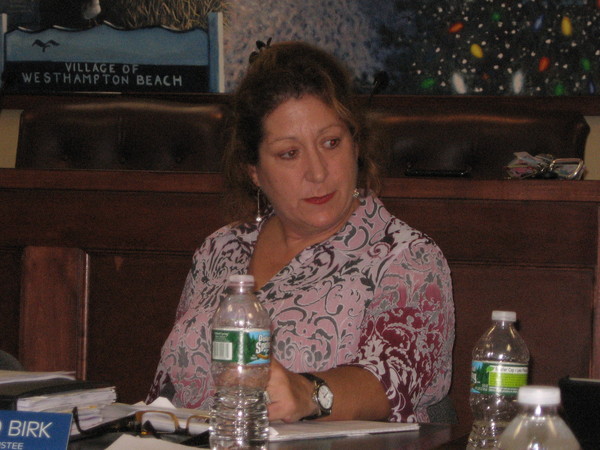 Westhampton Beach Village Trustee Toni-Jo Birk suggested a new policy that would allow only one downtown business to play music per night during the busy summer months. LISA FINN