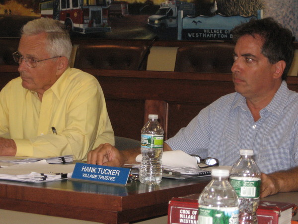 Former Deputy Mayor Mark Raynor blasted Westhampton Village Mayor Conrad Teller (left) for not allowing his son to respond to a fire call while he was working as a lifeguard at Rogers Beach.