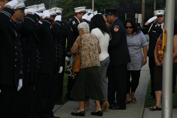  of Eastport attended his wake at Sinnickson's Funeral Home in Center Moriches on Monday. Mr. Warhola died from an apparent stroke on Friday after responding to a fire alarm in Brooklyn.