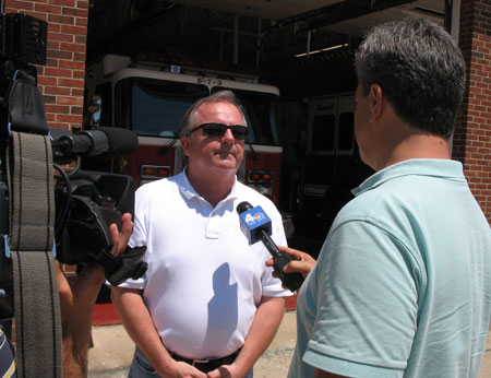 Brookhaven Highway Superintendent John Rouse spoke to media about the storm devastation in East Moriches on Monday.