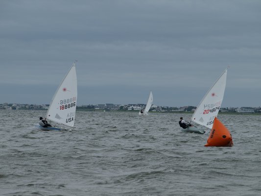 Sailors braved tough conditions on Saturday at the GSBYRA Invitational hosted by the Westhampton Yacht Squadron. SARAH WARREN