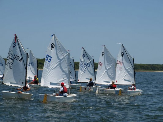 Participants of last week's PGJSA regatta compete in their optis. SARAH WARREN