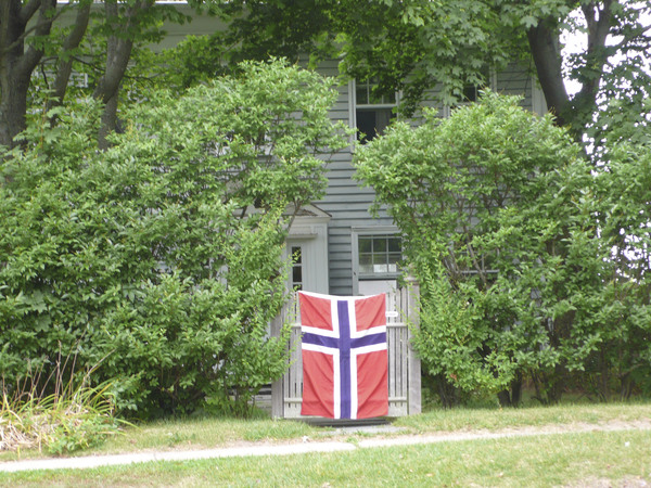 A new Norwegian flag is now displayed at the Sag Harbor home of Christine  and