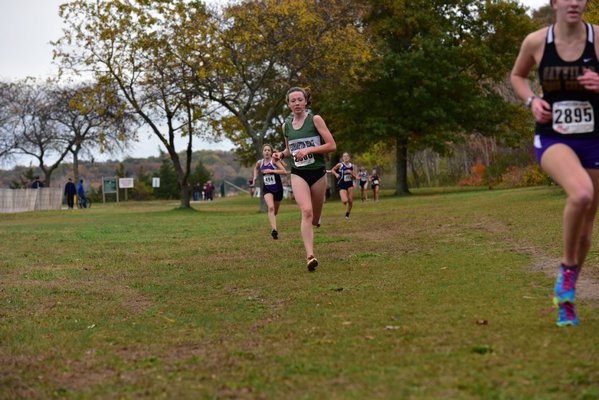 Jenny Jordan of Westhampton Beach ran on a sprained right ankle but still managed to place 30th in the Class B race on Friday. RICCI PARADISO