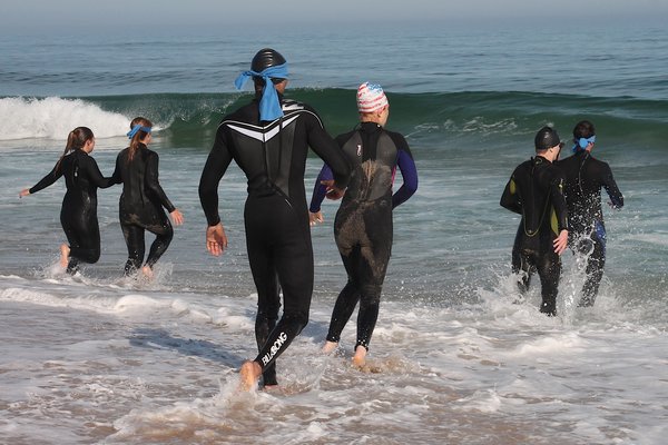 Young lifeguard undergo training with East Hampton Volunteer Ocean Rescue at the Maidstone Club beach on Friday. KYRIL BROMLEY