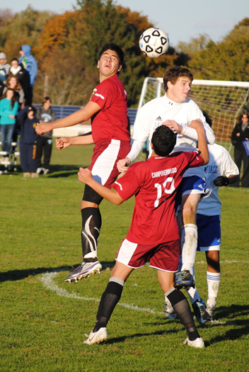  races toward the ball.