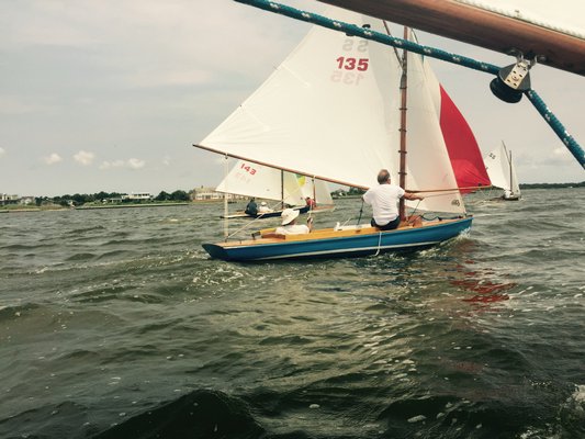 Jim Ewing and Rob Dudley sail in their SS boat during the Smith Point Regatta. PHILIP SMYTH