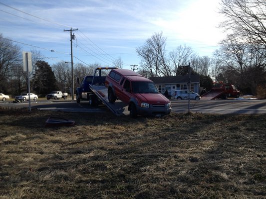 Emergency workers responded to a motor vehicle accident in Sagaponack on Wednesday afternoon. BY DANA SHAW