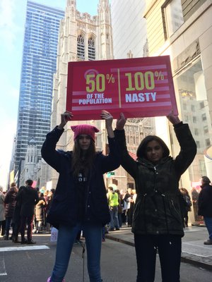 Shea Rodriquez at the Women's March in New York City with her friend