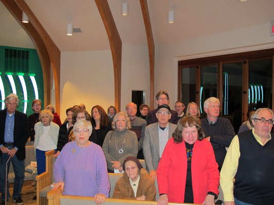  speaks during a Thanksgiving celebration held by the Hampton Interfaith Council on Saturday at the Hampton Synagogue. COURTESY CLINT GREENBAUM