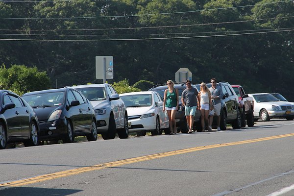 Cars parked along Edgemere Road in Montauk near the Surf Lodge last summer. KYRIL BROMLEY
