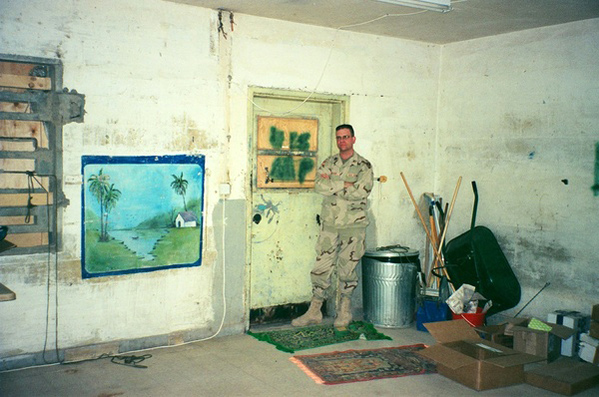 Montgomery Granger in his living quarters at Abu Ghraib in Iraq.