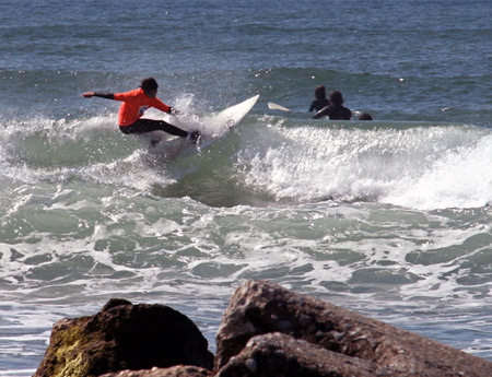 Surfers from local schools competed in a surfing competition sponsored by the Surfrider Foundation at Ditch Plains Beach in Montauk on Saturday. KYRIL BROMLEY