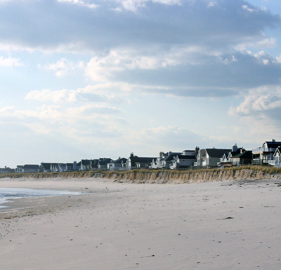 Beach erosion in West Hampton Dunes. During some high tides