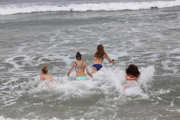 The Westhampton Beach High School student government held its annual Polar Bear Plunge at Rogers Beach on Saturday.