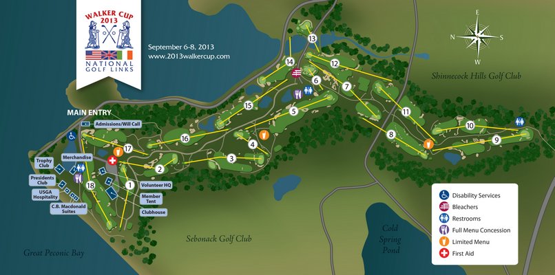 The course map for National Golf Links of America during the Walker Cup. COURTESY OF THE USGA