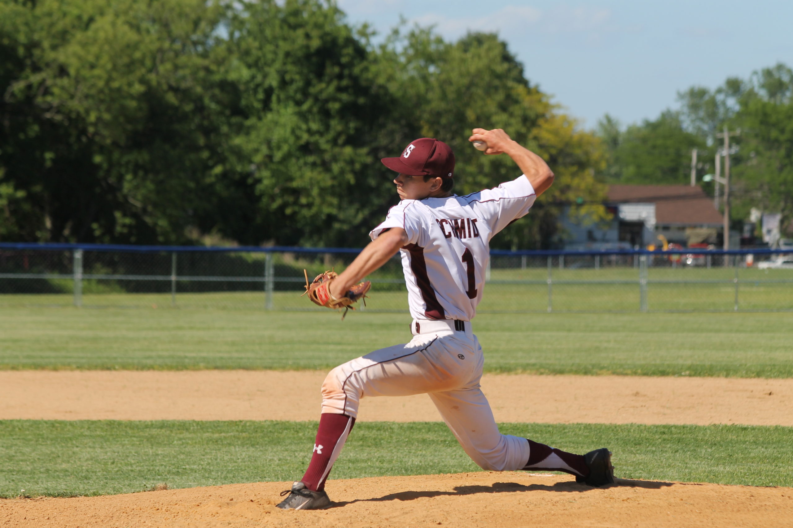 Southampton's Wyatt Schmidt delivers a pitch against Wheatley in the Class B Long Island Championship BRIAN NAUGHTON