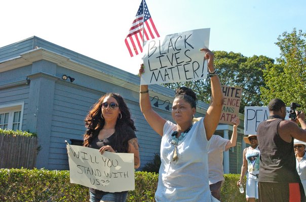 Participants at the Black Lives Matter rally in East Hampton Village on Sunday KYRIL BROMLEY
