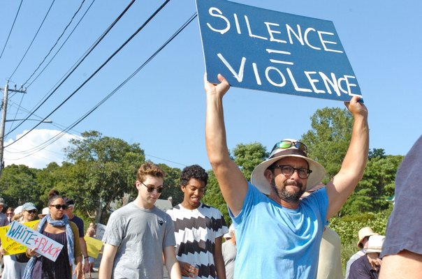 Participants at the Black Lives Matter rally in East Hampton Village on Sunday KYRIL BROMLEY