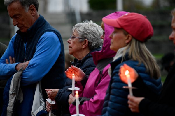 The candlelight vigil for those who lost their lives due to the opioid epidemic at Good Ground Park in Hampton Bays on Saturday evening.     DANA SHAW