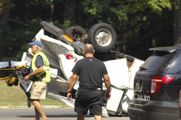 North Sea Road was closed at the intersection with Sandy Hollow Road Monday morning as police cleared an accident.   DANA SHAW