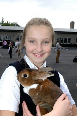Serena May with her rabbit