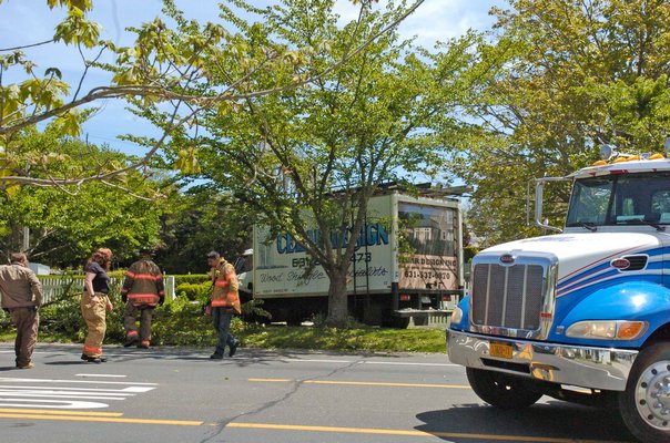 An SUV and a truck were involved in an accident along Montauk Highway in Water Mill on Tuesday afternoon.  DANA SHAW