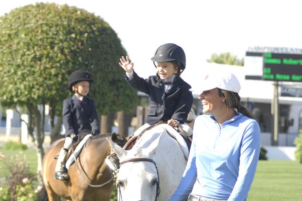 Ava Rose Garfield of East Hampton participates in the leadline compitition at the Hampton Classic on Sunday. DANA SHAW
