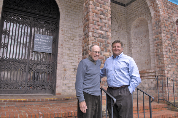 Wally Smith and Southampton Village Mayor Mark Epley at the old Parrish Art Museum which could become the new home of WPPB.  DANA SHAW