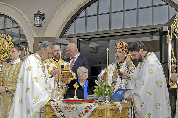 The blessing of the Johnides Family Cultural Center at the Greek Orthodox Church of the Hamptons on Sunday afternoon.  DANA SHAW