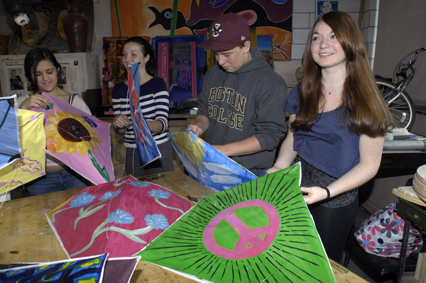 Sone of the kites created by Southampton High School students for 