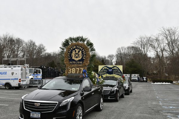 New York City Police Detective Brian Simonsen's funeral in Hampton Bays Wednesday mor