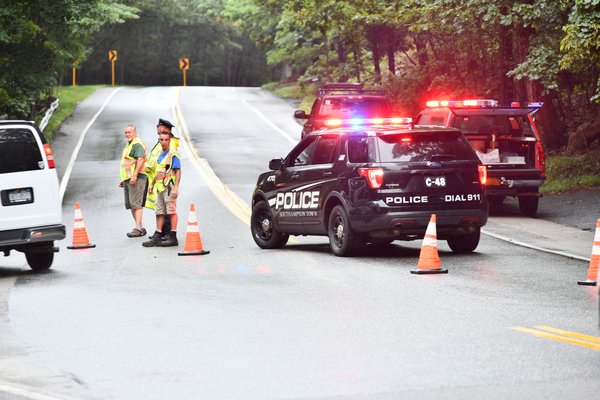 A portion of Noyac Road was closed on Thursday afternoon due to and accident. DANA SHAW
