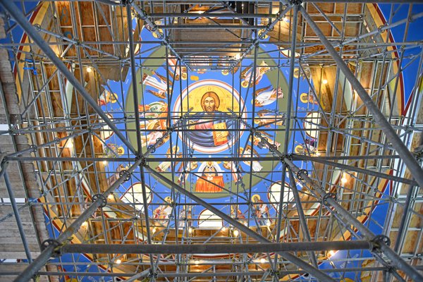 For over three weeks iconographer George Filippakis worked on painting the dome in the sanctuary of the Dormition of the Virgin Mary Greek Orthodox Christian Church in Southampton.