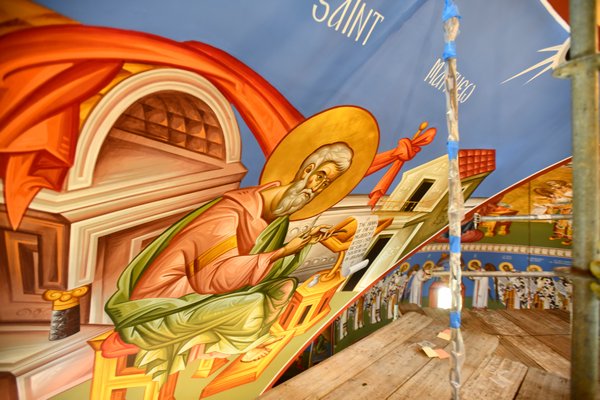 For over three weeks iconographer George Filippakis worked on painting the dome in the sanctuary of the Dormition of the Virgin Mary Greek Orthodox Christian Church in Southampton.