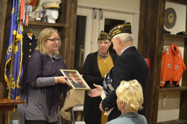 Westhampton Free Library officials honored local veteran Peter Cuthbert as the first 