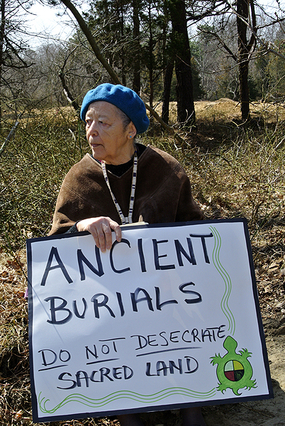 Members of the Shinnecock Indian Nation  protested the continued development of the area of Shinnecock Hills known as Sugar Loaf