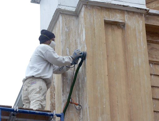 About 22 layers of paint was removed from the church façade.