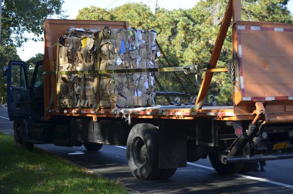 A crash temporarily closed Montauk Highway on Quiogue on Monday morning. BY ERIN MCKINLEY