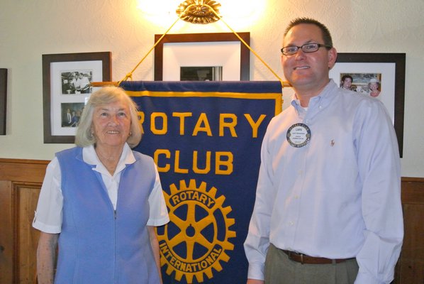 Roesmary Schofield and Lars Clemensen at the  Hampton Bays Rotary Club spaghetti dinner on Sunday afternoon at Villa Paul.