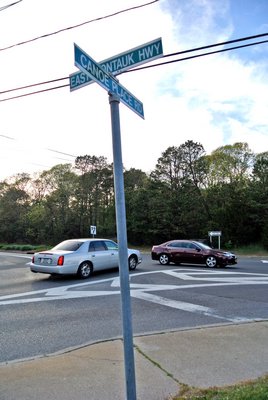 A traffic light is set to be installed at the intersection of Montauk Highway and Canoe Place Road in Hampton Bays in by early 2014. BY DANA SHAW