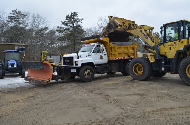 The Southampton Town Highway Department is preparing about 60 vehicles for the coming storm. ALEXA GORMAN