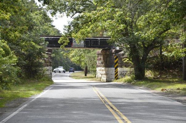 A truck hit the railroad trestle on Stephen Hands Path on Wednesday morning