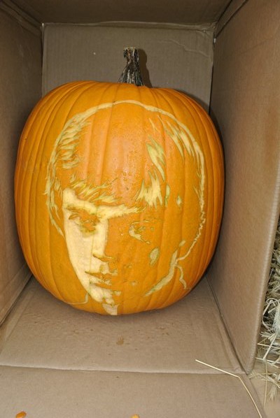 The Maniac Pumpkin Carvers' Luke Skywalker pumpkin.
