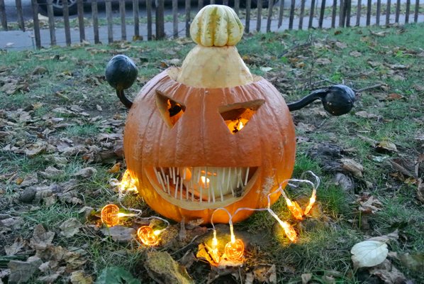 An entry in the Bridgehampton Lions Club pumpkin carving contest.