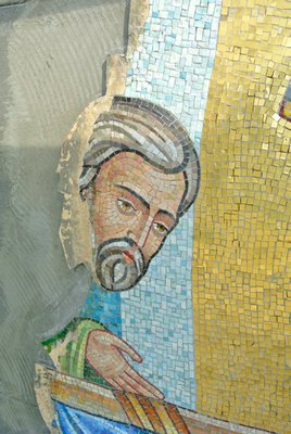 Work on the mosaic at the Dormition of the Virgin Mary Greek Orthodox Church of the Hamptons.
