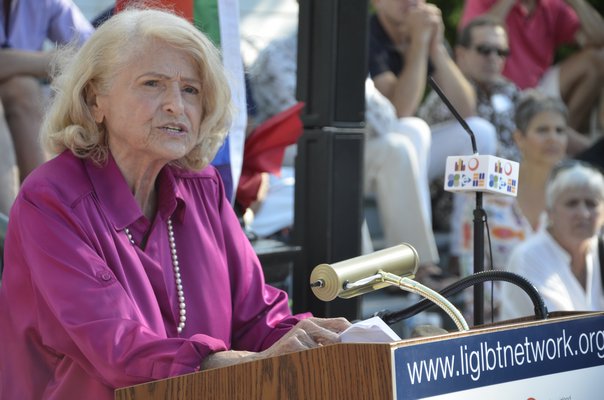 Edie Windsor addresses the importance of a community center at the grand opening on Saturday. SHAYE WEAVER