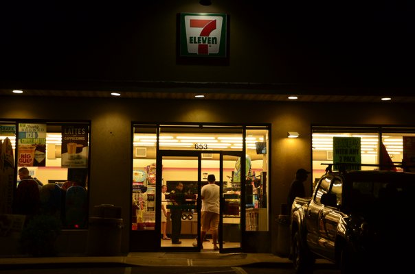 7-Eleven in Montauk has a steady stream of customers all night long